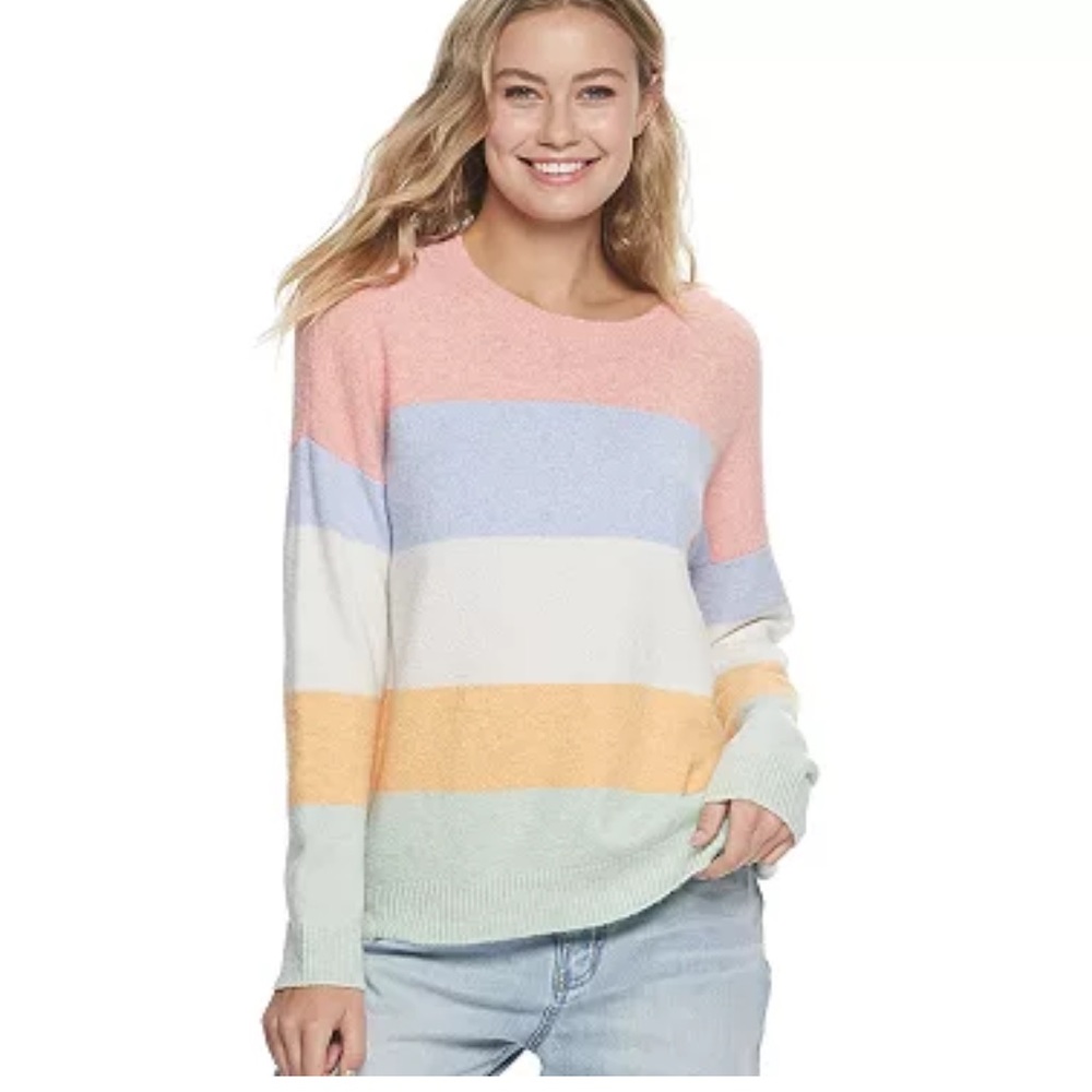 SO cozy Blend Sweater Round Neck Striped Multicolor Size XL